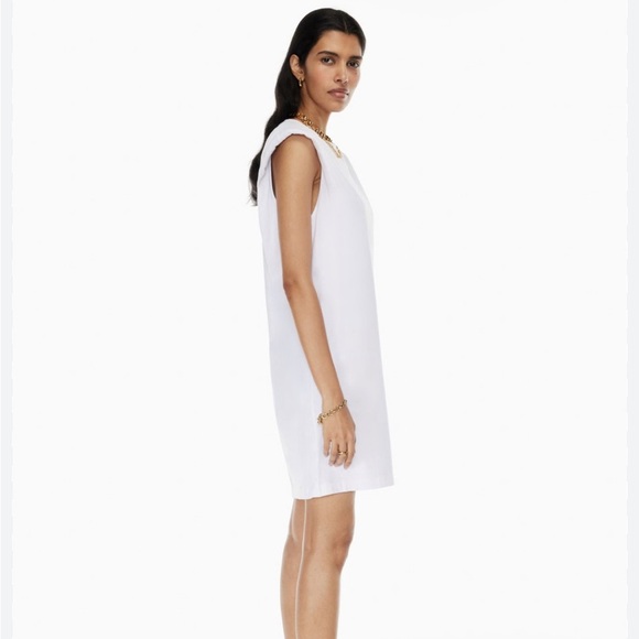 Aritzia Babaton Shoulder Pad Dress White Cotton Tee Shirt Dress Mini Women Sz S - Picture 6 of 11